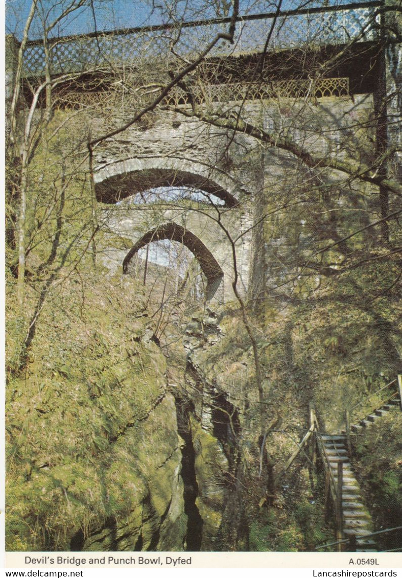 Postcard Devil's Bridge And Punch Bowl Dyfed Wales My Ref B25390 - Cardiganshire