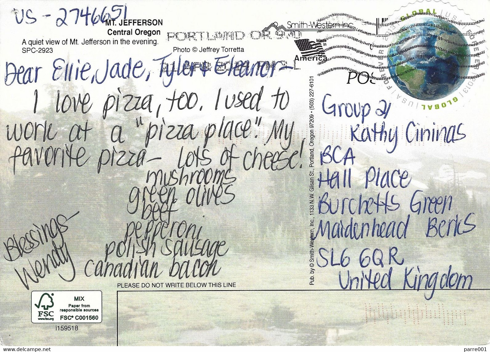 USA 2014 Portland Mt Jefferson Oregon Viewcard - Portland