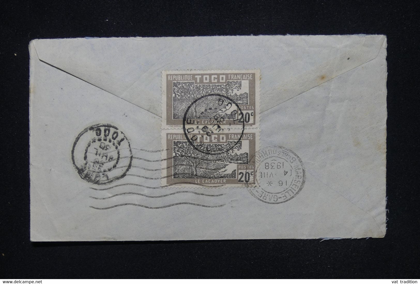 TOGO - Enveloppe De Sokode  La France En 1938 Par Avion, Affranchissement Recto Et Verso  - L 118077 - Storia Postale