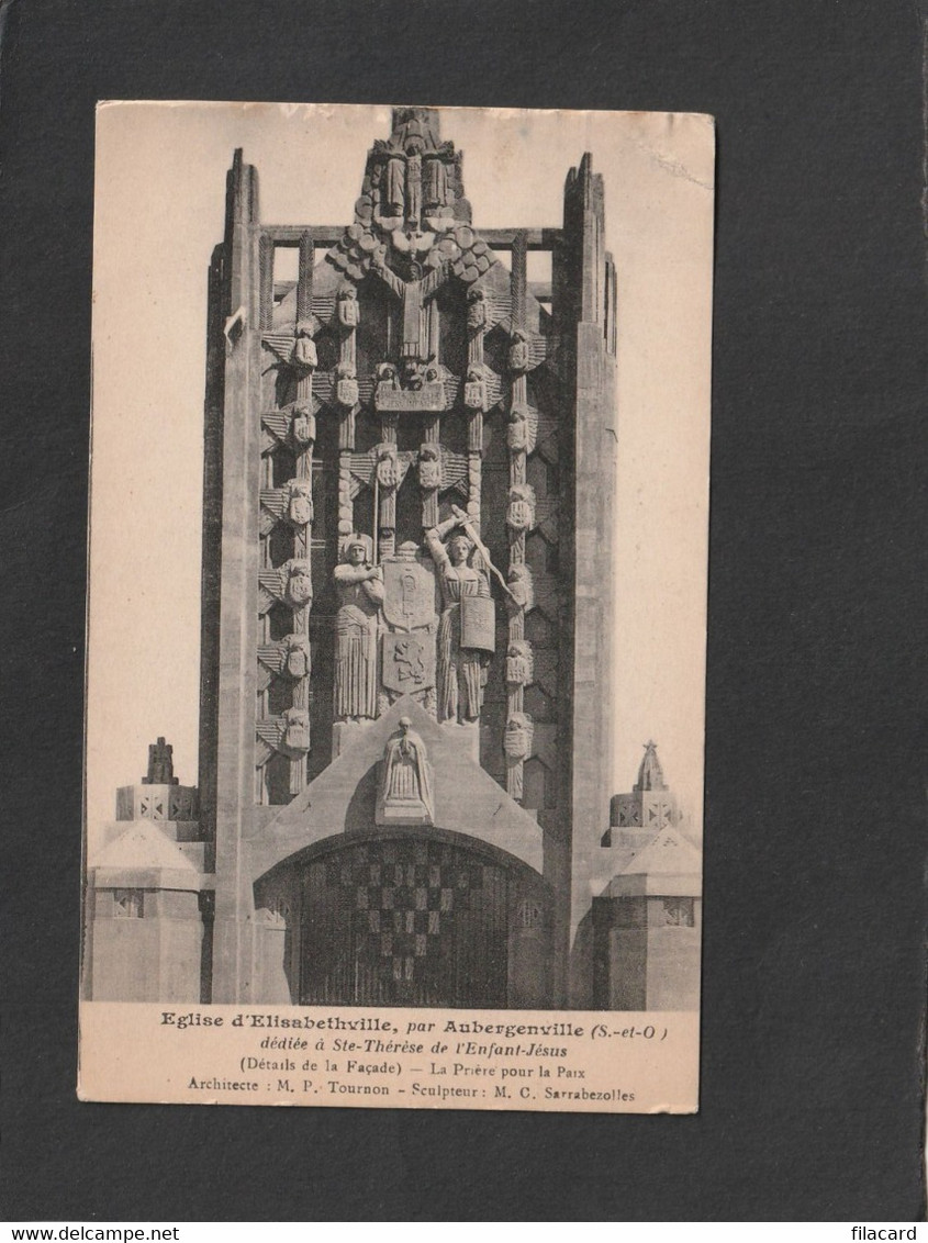 110636       Francia,  Eglise  D"Elisabethville,  Par  Aubergenville  Dediee  A Ste-Therese  De L"Enfant-Jesus,  VG 1930 - Aubergenville