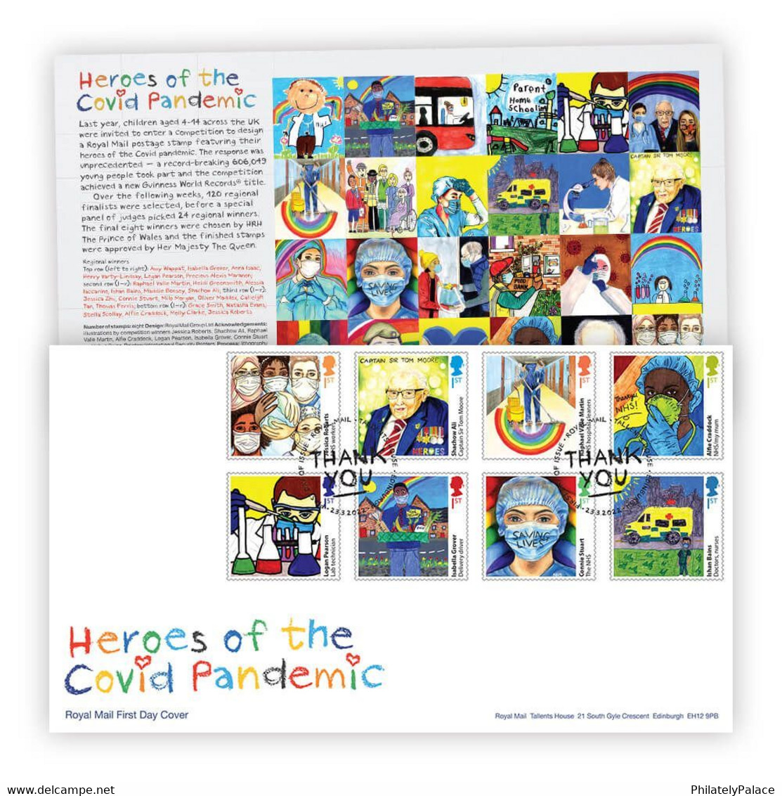 GB New *** 2022 HEROES OF THE COVID PANDEMIC UK Covid 19 Coronavirus Docotor ,Mask ,Reserch FDC + Brochure  (**) - Non Classés