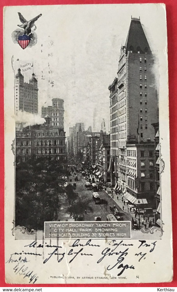 NEW-YORK - View Of Broadway Taken From City Hall Park. CARTE DU XIXème Siècle: Circulée 1899 - Broadway