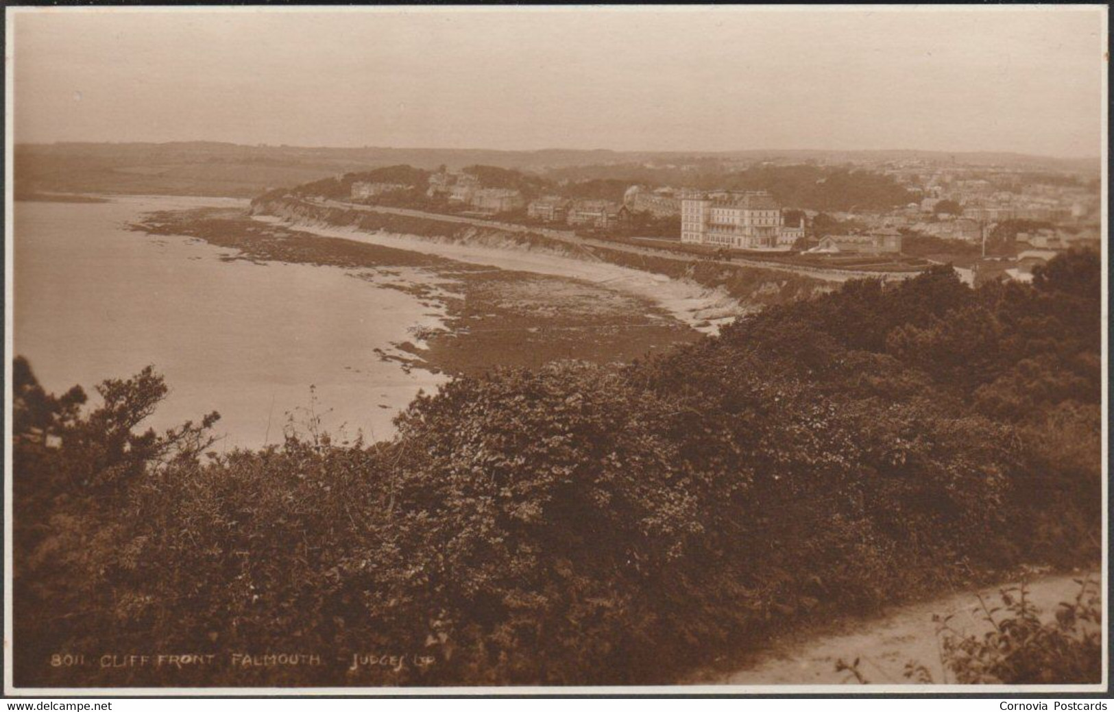 Cliff Front, Falmouth, Cornwall, 1923 - Judges RP Postcard - Falmouth