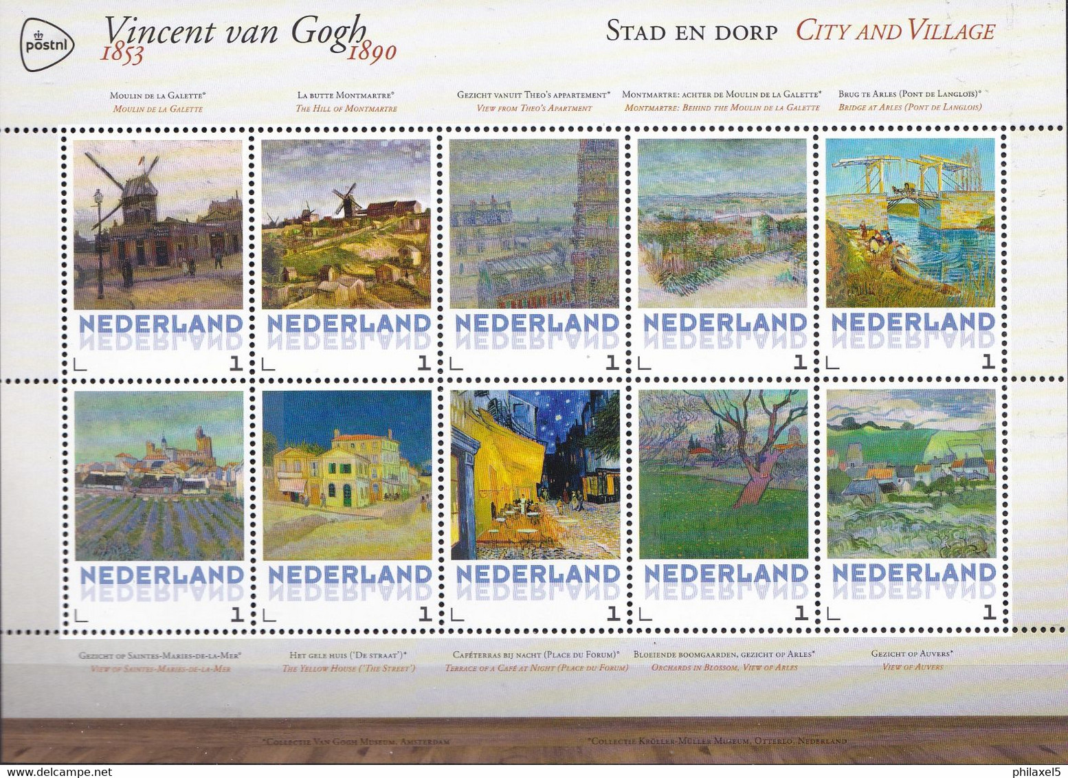 Nederland - Vincent Van Gogh - Uitgiftedatum 5 Januari 2015 - Stad En Dorp/City And Village - MNH - Vel 10 Zegels - Sonstige & Ohne Zuordnung
