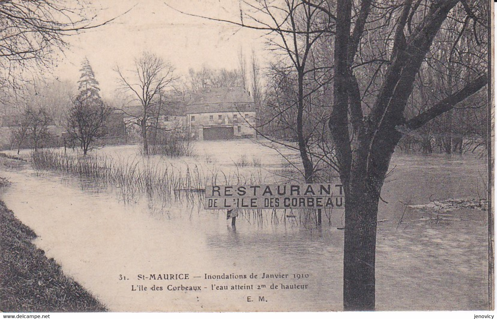 SAINT MAURICE INONDATIONS JANVIER 1910 L'ILE DES CORBEAUX ,RESTAURANT REF 74420 - Inondations