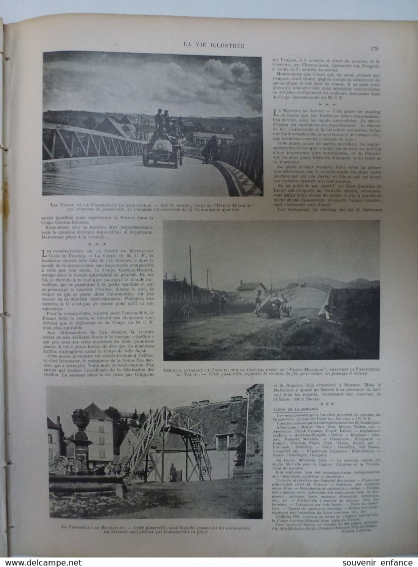 La Vie Illustrée Juin 1905 Eliminatoires Automobile Gordon Bennett Pradelle Laqueuille Evènements Maroc Dar El Maghzen - 1900 - 1949