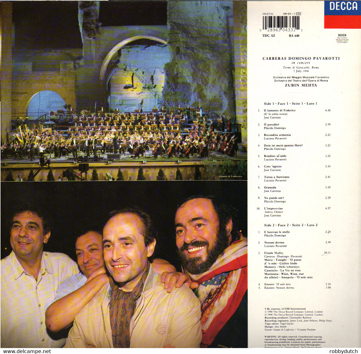 * LP *  CARRERAS, DOMINGO, PAVAROTTI - IN CONCERT (Europe 1990) - Opera