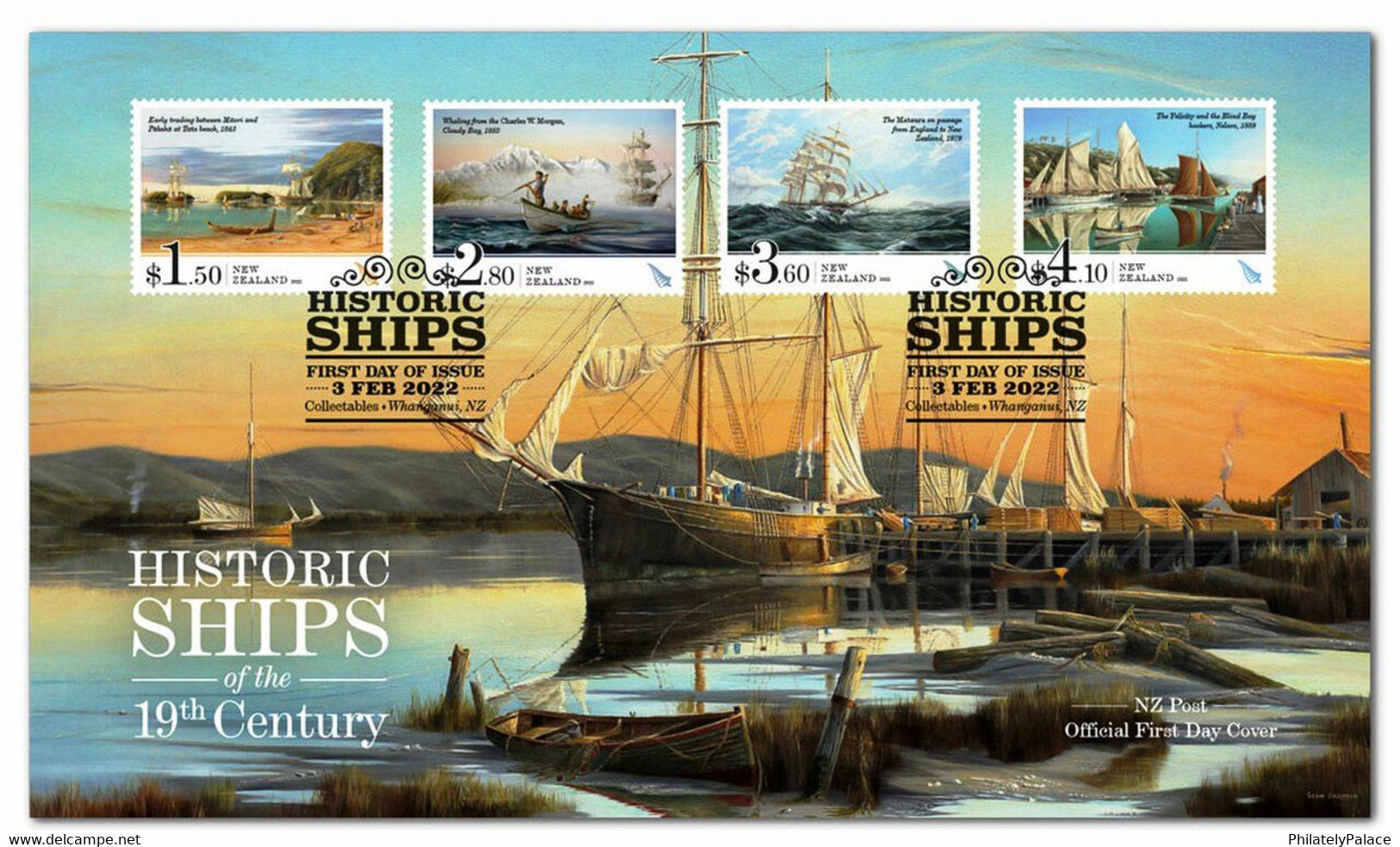 New Zealand *** 2022 Historic Ships Of The 19th Century , Ship, Transport, First Day Cover FDC  (**) - Briefe U. Dokumente