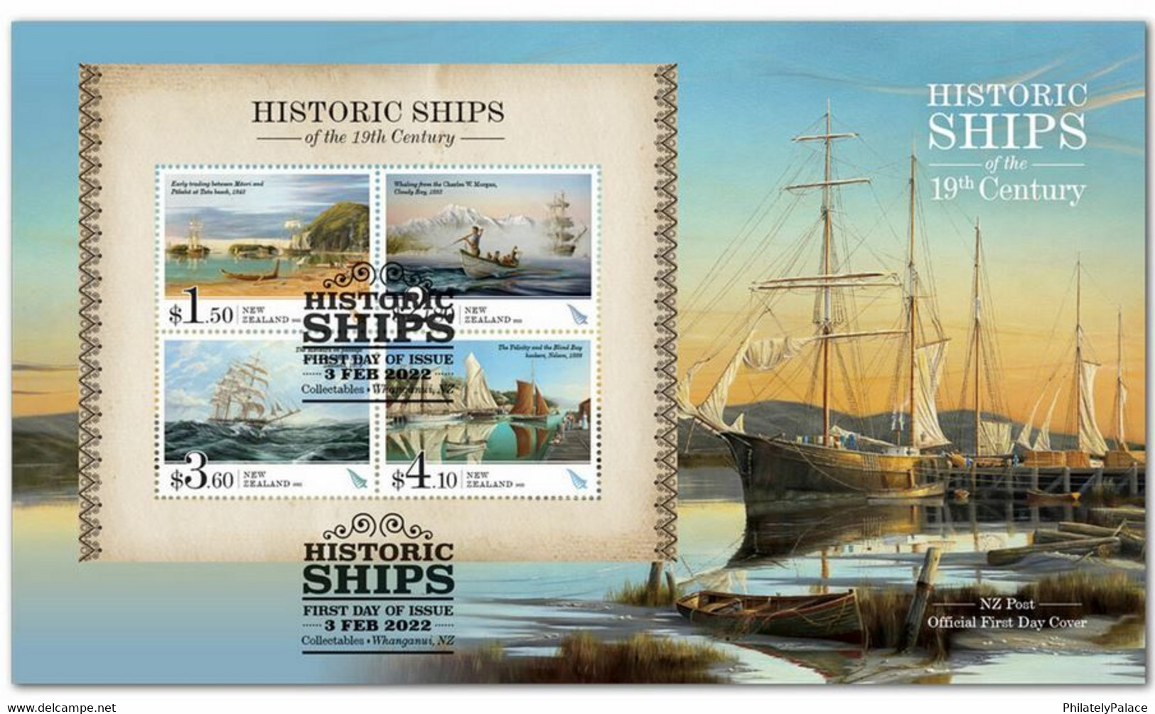 New Zealand *** 2022 Historic Ships Of The 19th Century , Ship, Transport, First Day Cover FDC  (**) - Briefe U. Dokumente