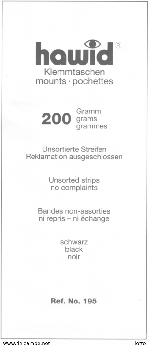 Hawid. Die Letzten Klemmtaschen Nach Hawid Betriebseinstellung - Sparangebot: Unsortierte Streifen Schwarz 200 Gr. NEU - Enveloppes Transparentes