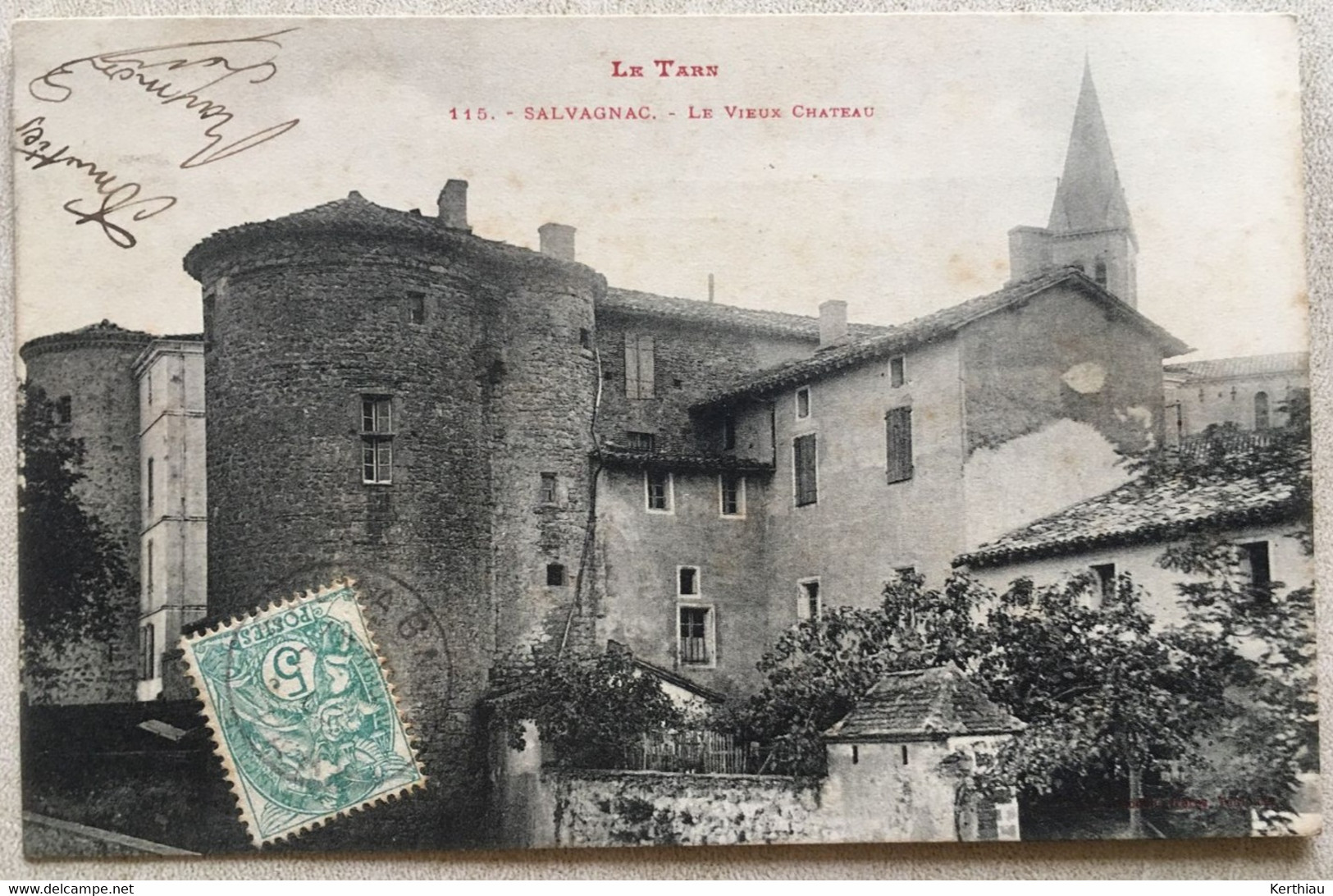 Salvagnac - L'église (avec Le Marché), Carte Précurseur, Circulée; Le Vieux Chateau - Salvagnac