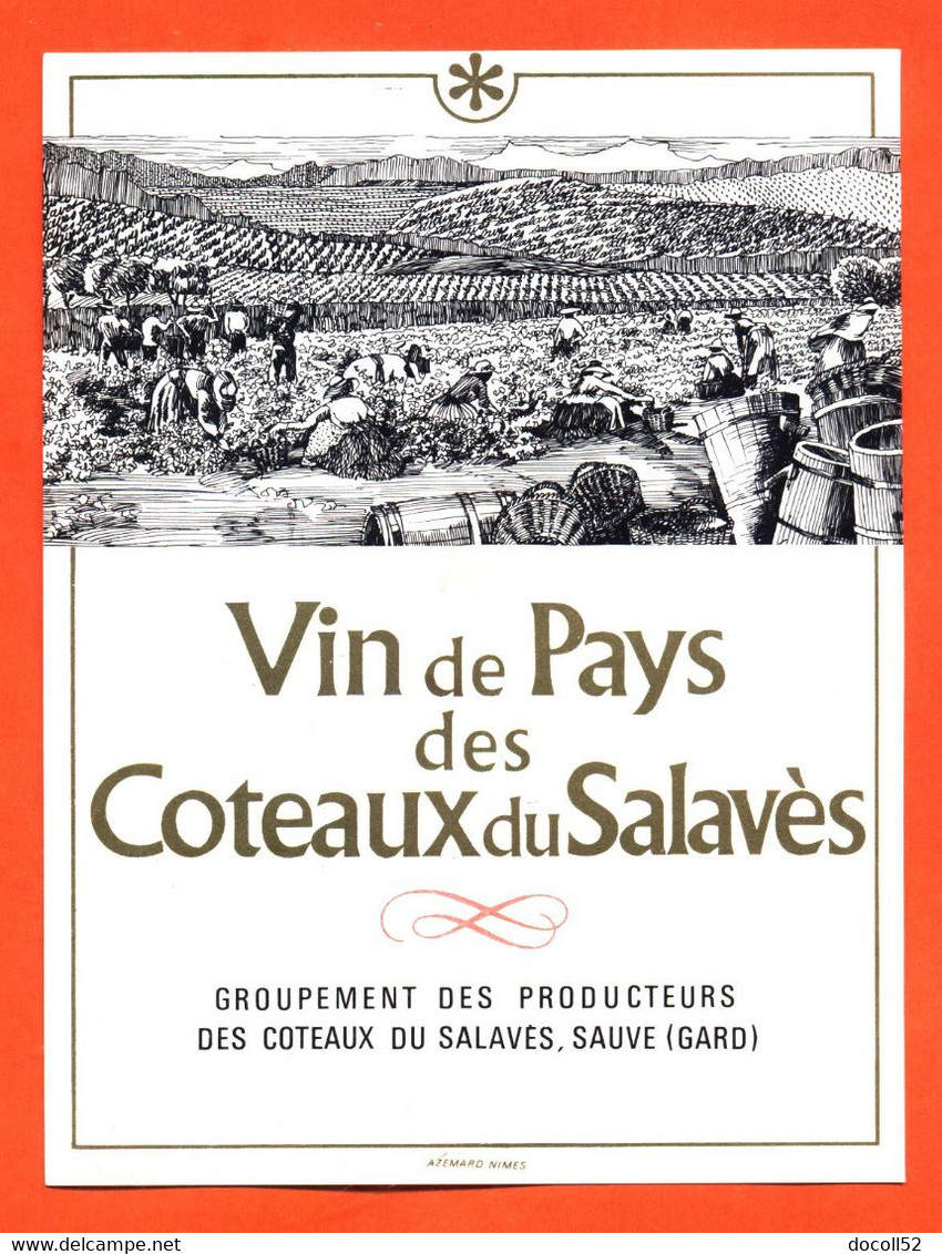 Etiquette Neuve De Vin De Pays Des Coteaux Du Salavès à Sauve - 75 Cl - Vin De Pays D'Oc