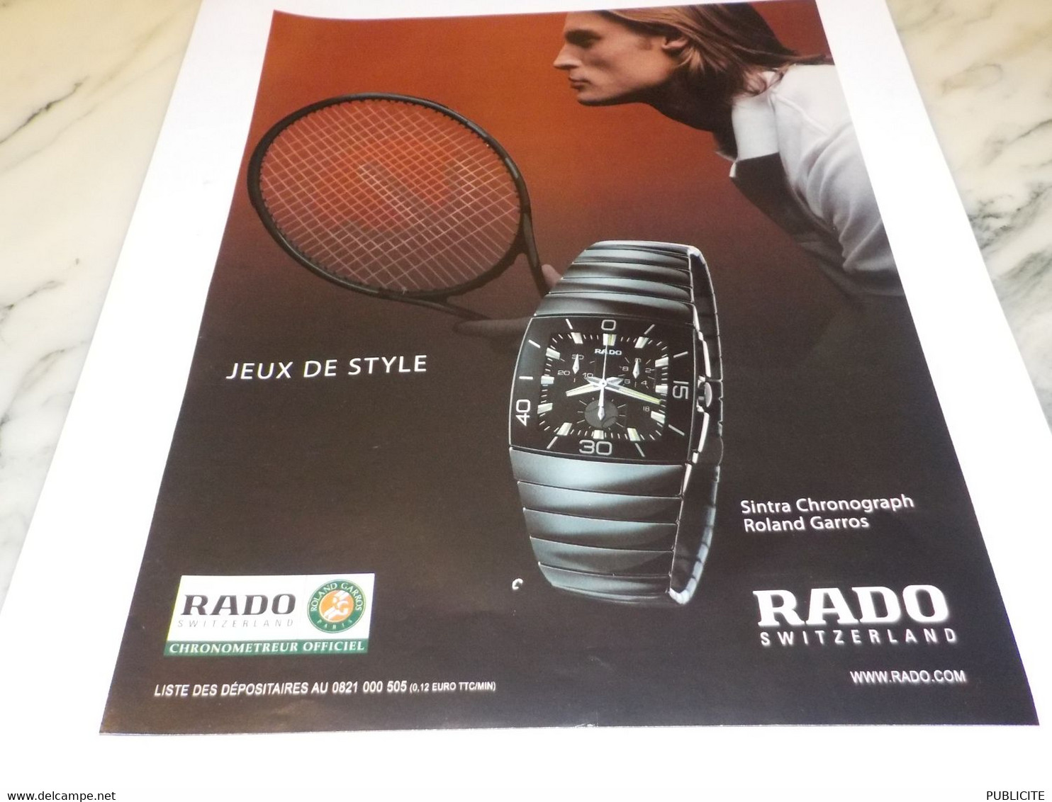 PUBLICITE JEUX DE STYLE ROLAND GARROS MONTRE RADO 2005 - Relojes