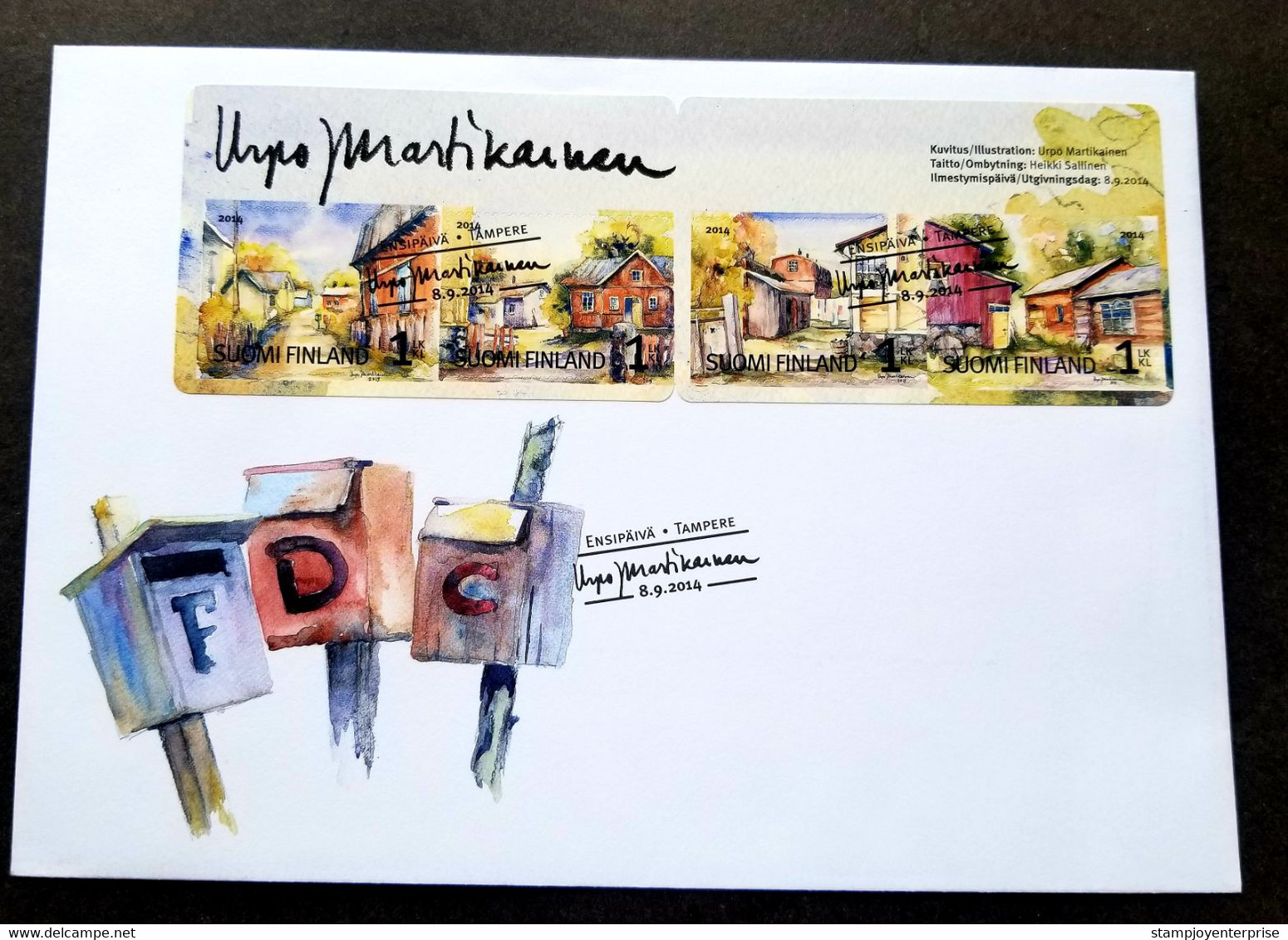 Finland Autumnal Yards & Gardens 2014 Autumn Postbox House Mailbox (FDC) *adhesive - Storia Postale