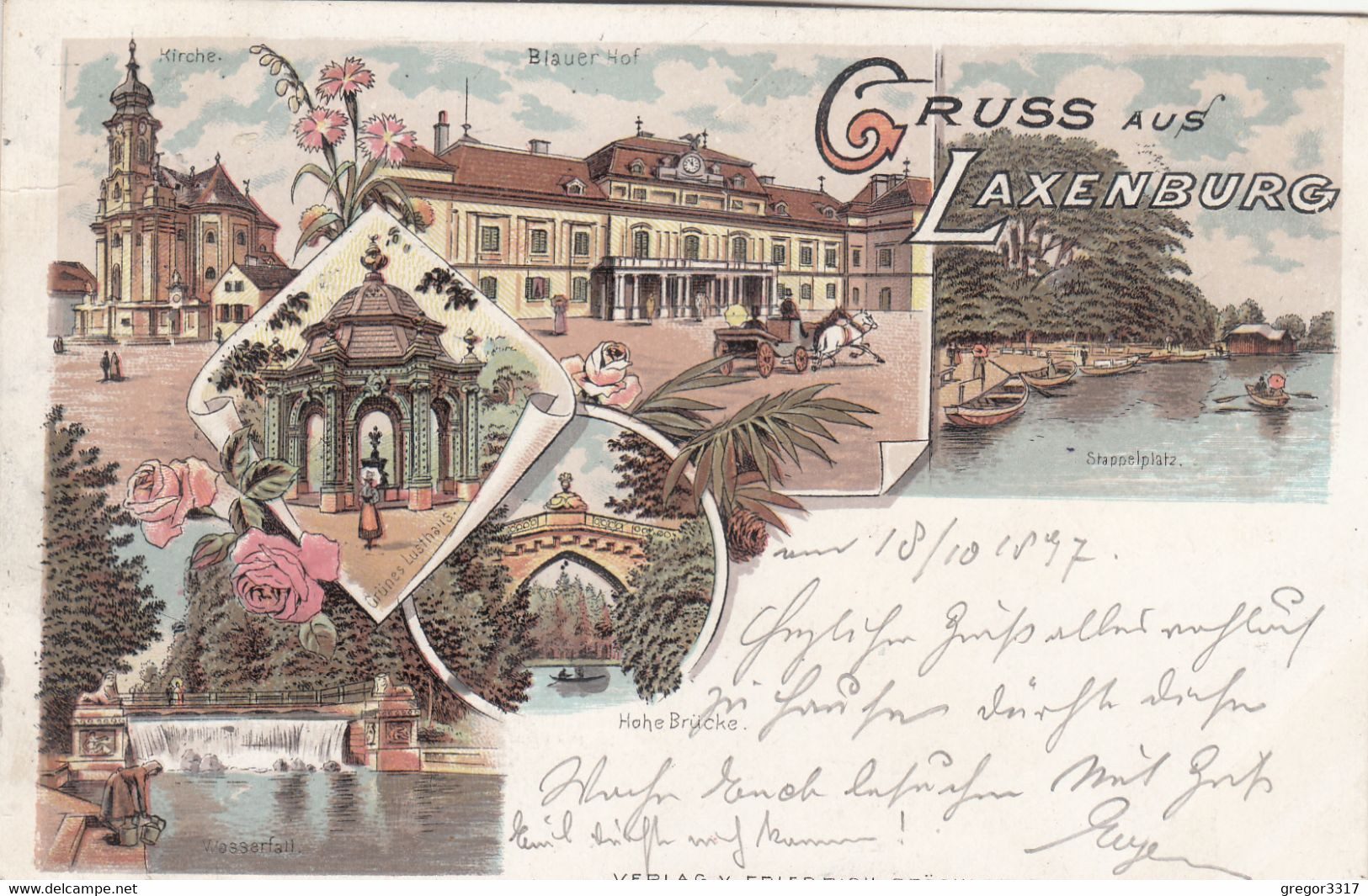 A9241) GRUSS Aus LAXENBURG - LITHO BRAUER HOF - Stappelplatz Hohe Brücke Kirche Wasserfall Lusthaus 13.10.1897 !! - Laxenburg