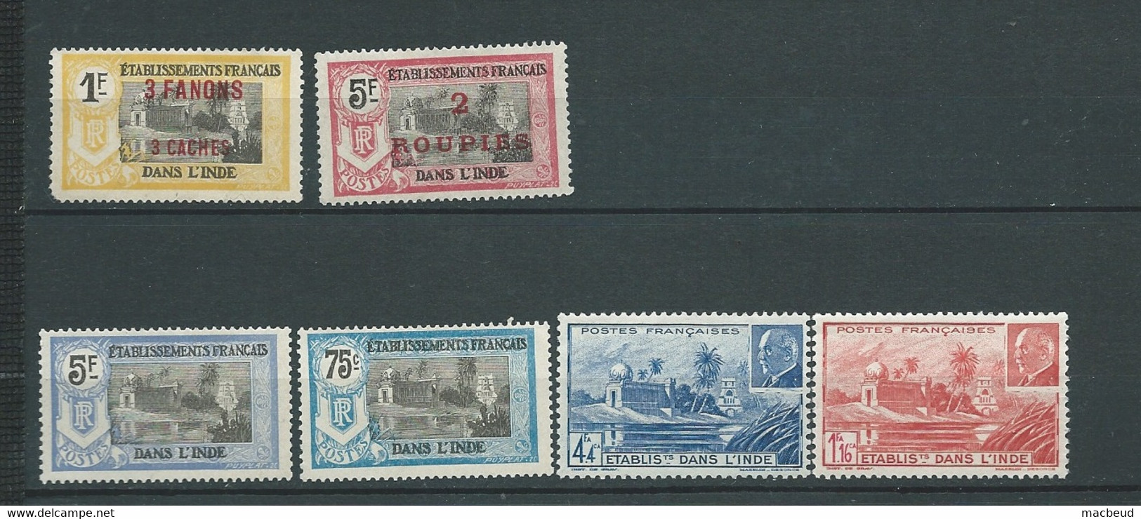 Lot De  6 Timbres De  Inde  Française (*)  -  Bip 12005 - Autres & Non Classés