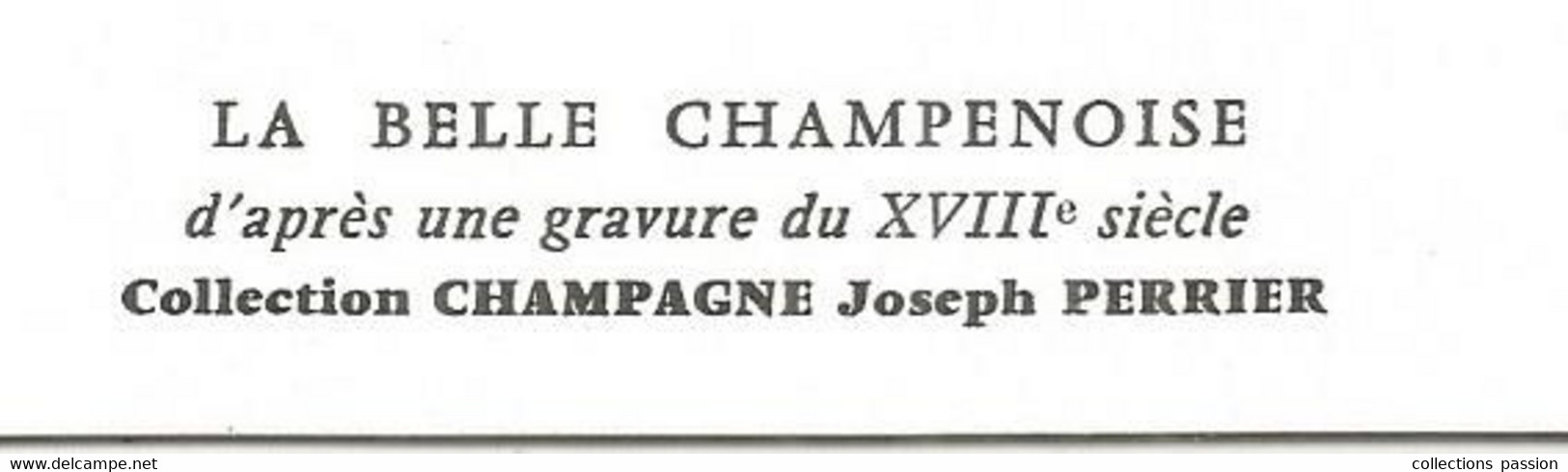 Menu, 190 X 160 Mm, 4 Pages , Vierge , LA BELLE CHAMPENOISE , Gravure, CHAMPAGNE JOSEPH PERRIER, Frais Fr 1.95 E - Menus