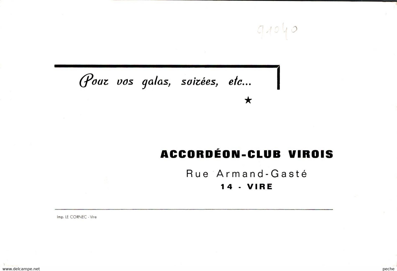 N° 91040 -carte Accordéon Club Virois - Vire