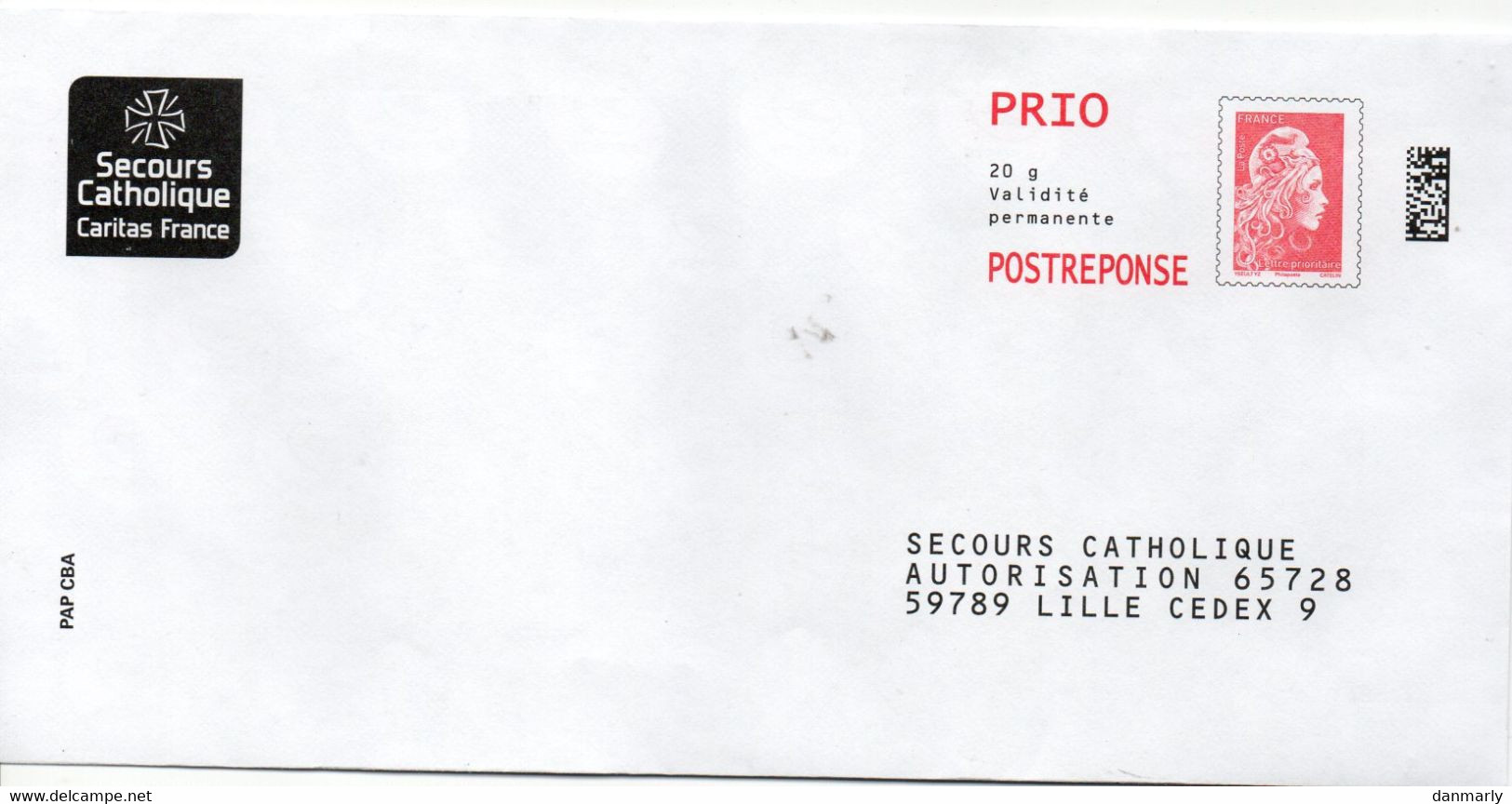 PAP Marianne L'engagée  Secours Catholique   (325777Au Verso) - - PAP : Antwoord /Ciappa-Kavena
