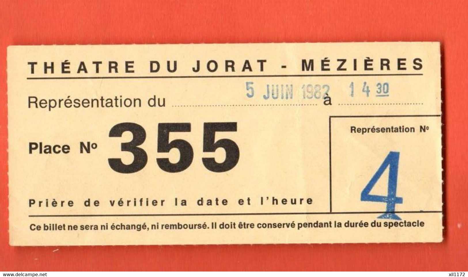 EAZ-27  Théâtre Du Jorat Mézières Avec Un Billet De La Représentation Du 5 Juin 1982 Voir Scan, NC - Jorat-Mézières