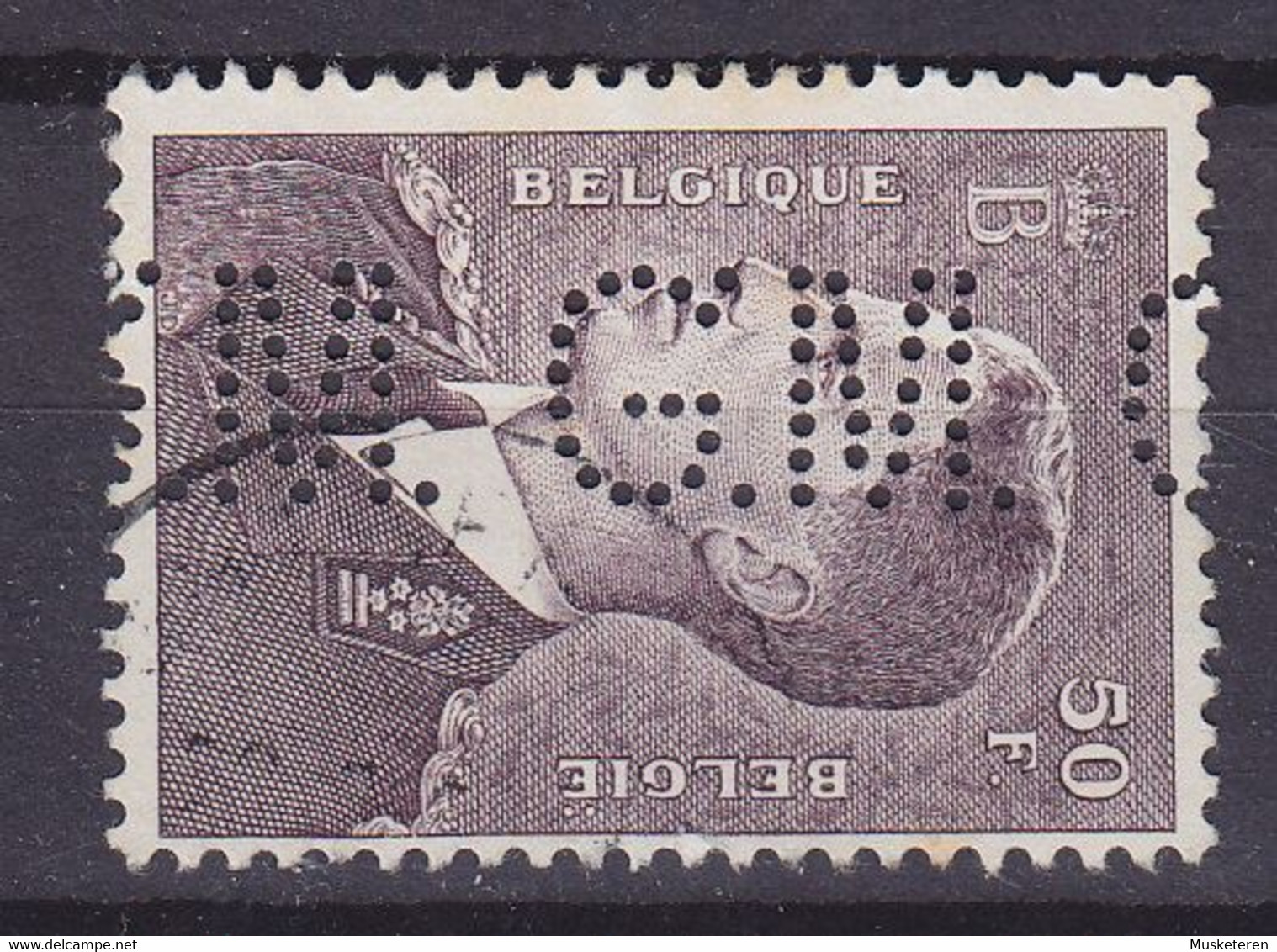 Belgium Perfin Perforé Lochung 'G.M.' 1952 Mi. 928x, 50 Fr. König Baudoin (2 Scans) - 1951-..