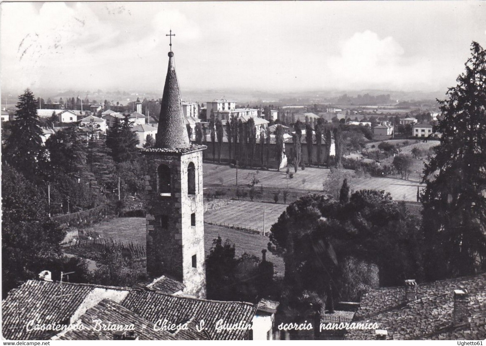 Casatenovo Brianza - Chiesa S. Giustino, Scorcio Panoramico Viaggiata 1966 - Lecco