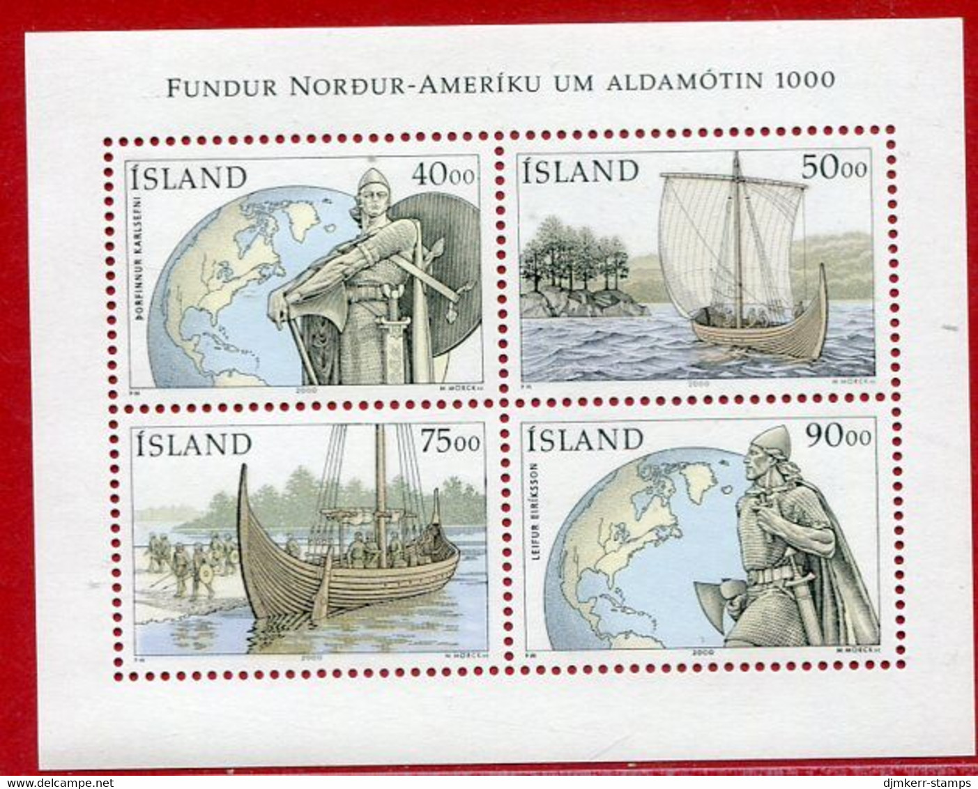 ICELAND  2000 Leif Eriksson's Discovery Of America Block MNH / **.  Michel Block 26 - Nuovi