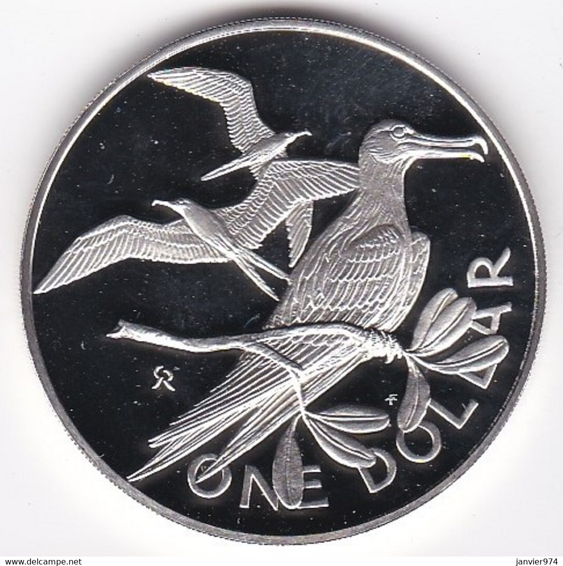 Îles Vierges Britanniques, 1 Dollar 1975 , Oiseau, Elizabeth II, En Argent, KM# 6a, UNC, Neuve - Islas Vírgenes Británicas