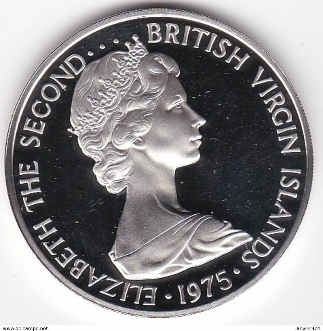 Îles Vierges Britanniques, 1 Dollar 1975 , Oiseau, Elizabeth II, En Argent, KM# 6a, UNC, Neuve - Isole Vergini Britanniche