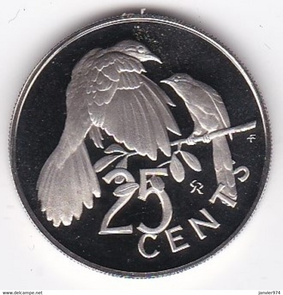 Îles Vierges Britanniques, 25 Cents 1974 , Oiseau, Elizabeth II, En Cupronickel, KM# 4, UNC, Neuve - Iles Vièrges Britanniques