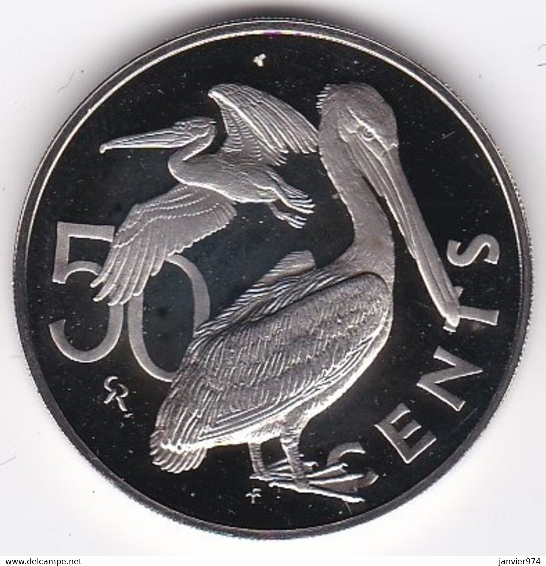 Îles Vierges Britanniques, 50 Cents 1974 , Oiseau, Elizabeth II, En Cupronickel, KM# 5, UNC, Neuve - Islas Vírgenes Británicas