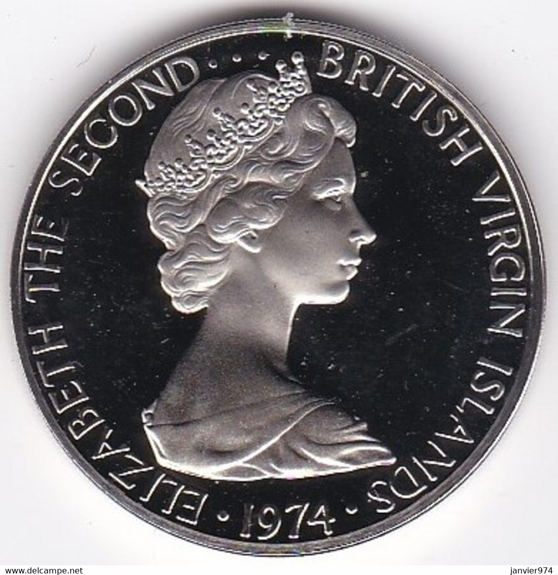 Îles Vierges Britanniques, 50 Cents 1974 , Oiseau, Elizabeth II, En Cupronickel, KM# 5, UNC, Neuve - Isole Vergini Britanniche