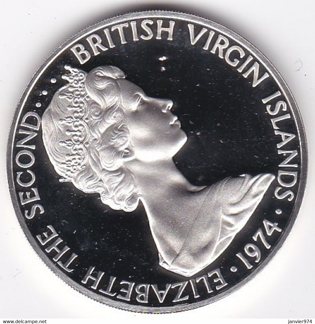 Îles Vierges Britanniques, 1 Dollar 1974 , Oiseau, Elizabeth II, En Argent, KM# 6a, UNC, Neuve - Iles Vièrges Britanniques