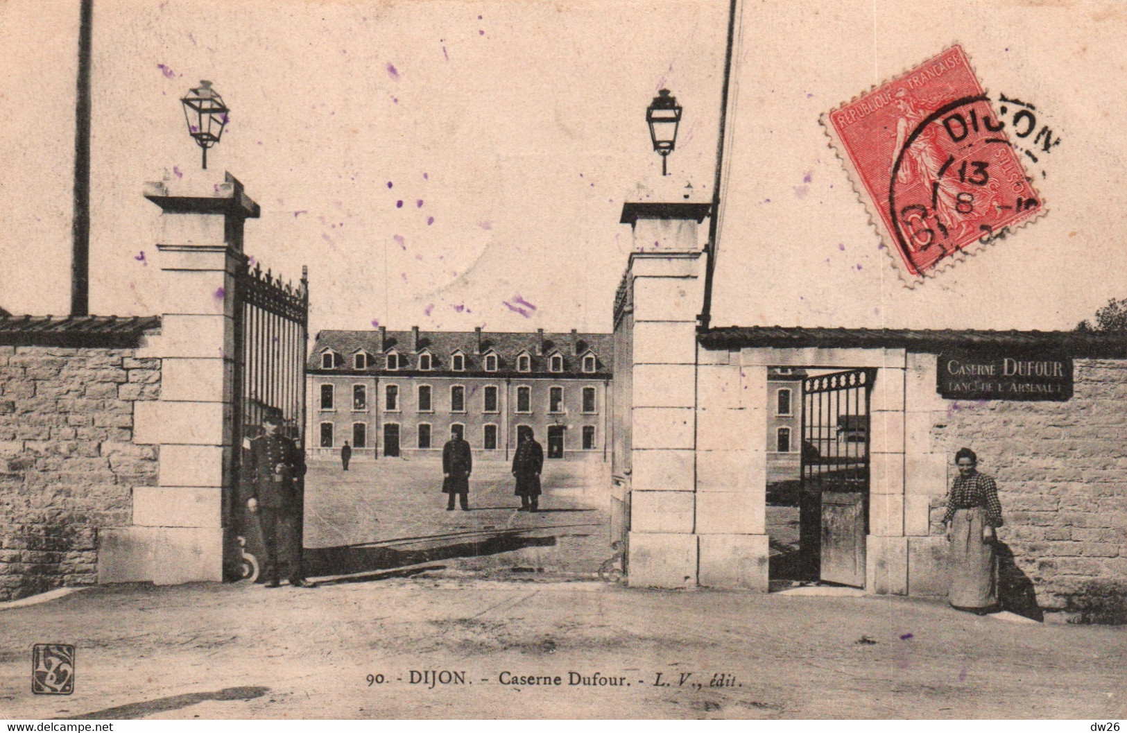 Dijon - Caserne Dufour, Grille D'entrée - Carte L.V. N° 90 - Barracks