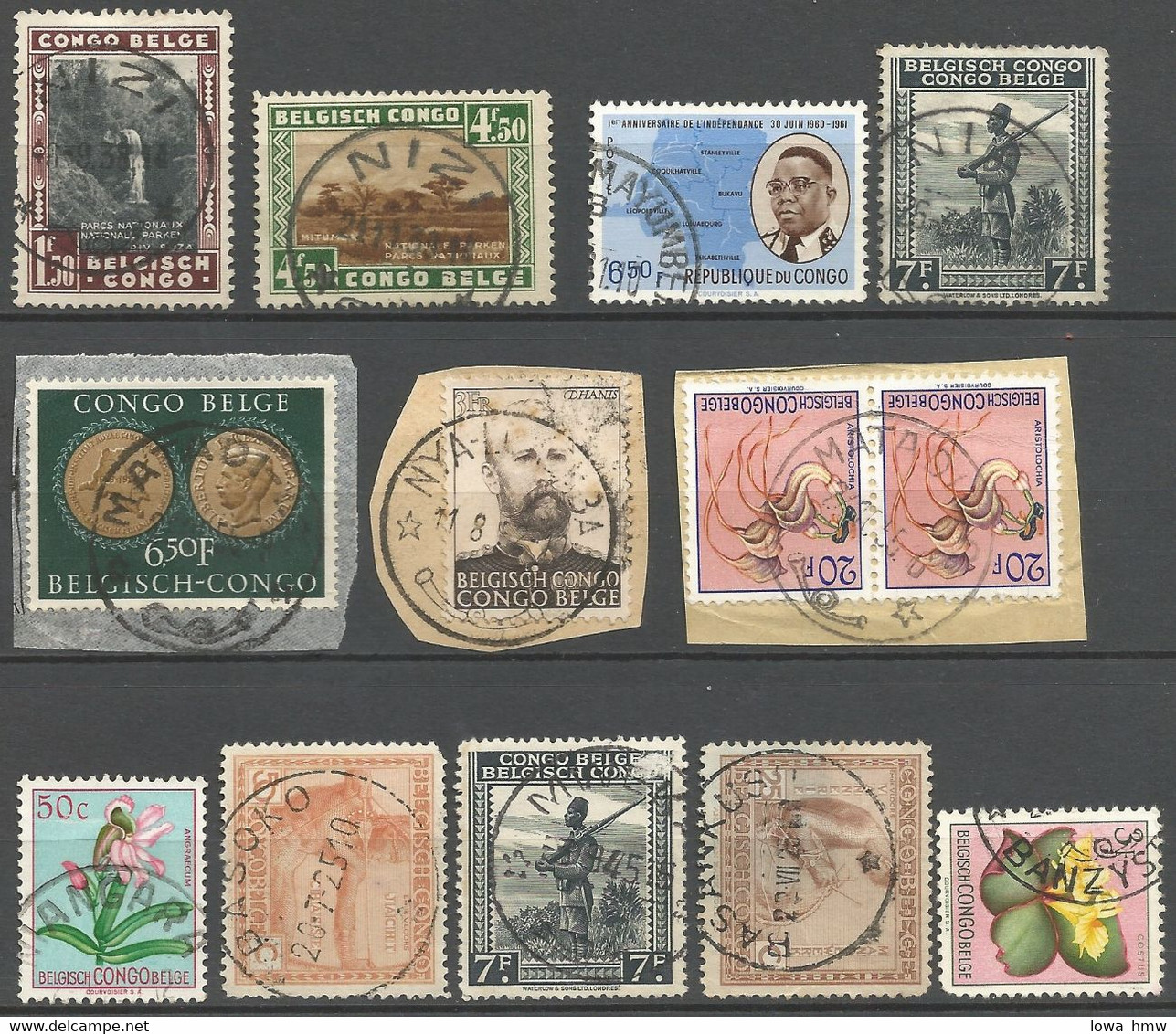 LEMBA (MAYUMBE) NYA-LUKEMBA NIZI MATADI NIANGARA MWEKA BASANKUSU BANZYVILLE BASOKO  - 10 Cancels Different Types - Used Stamps