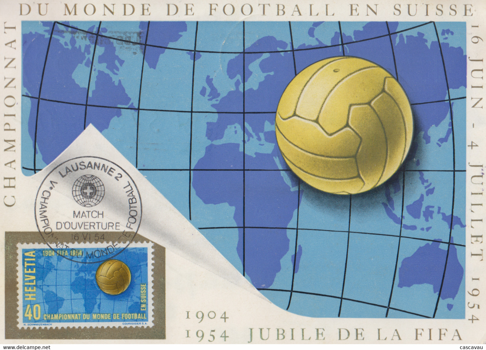 Carte  1er  Jour   SUISSE    Match  D' Ouverture   Coupe  Du   Monde  De  Football   1954 - 1954 – Suiza