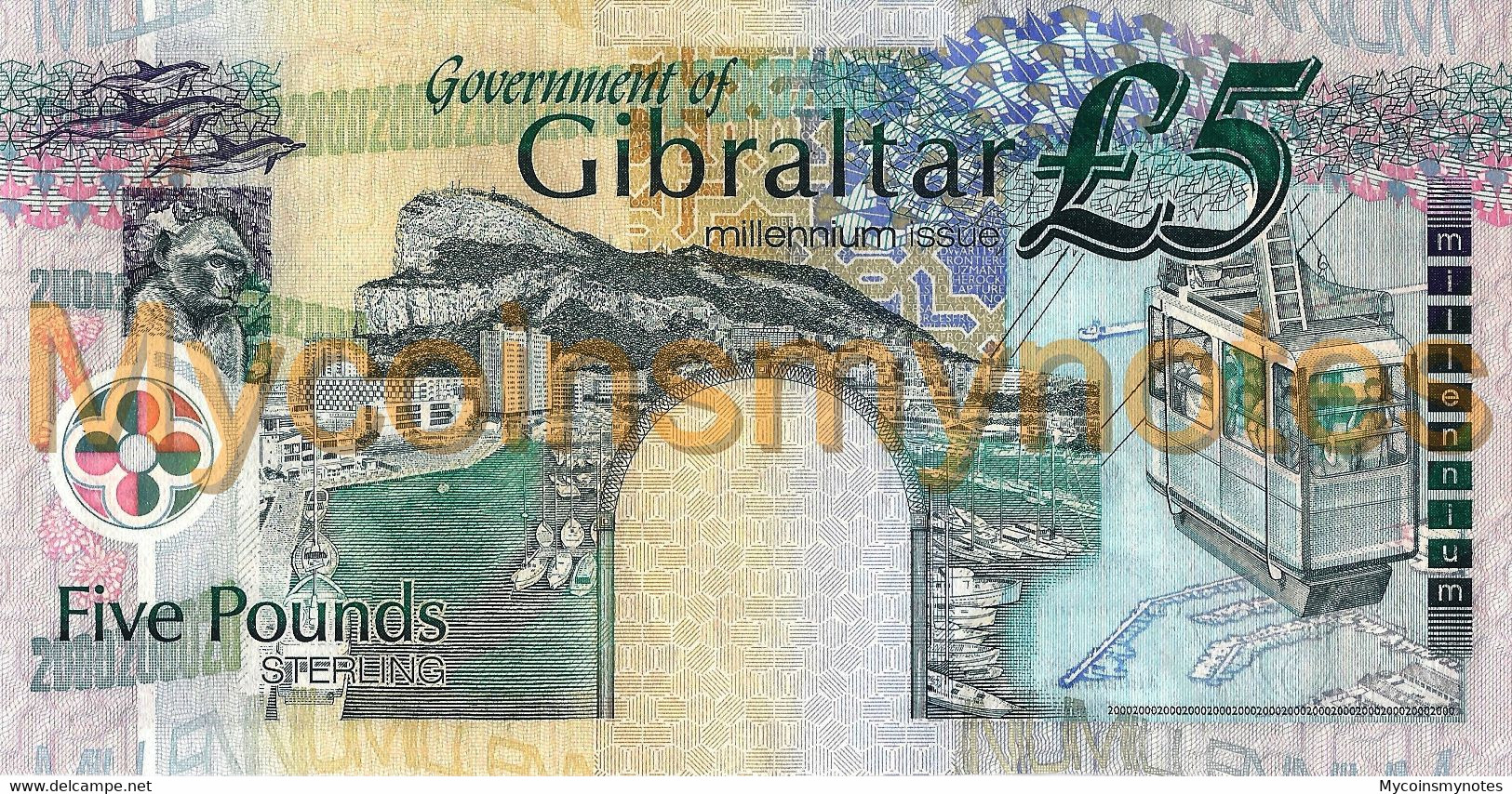 GIBRALTAR, £5 POUNDS, 2000, P29, Millennium Commemorative, Queen Elizabeth II, UNC - Gibraltar