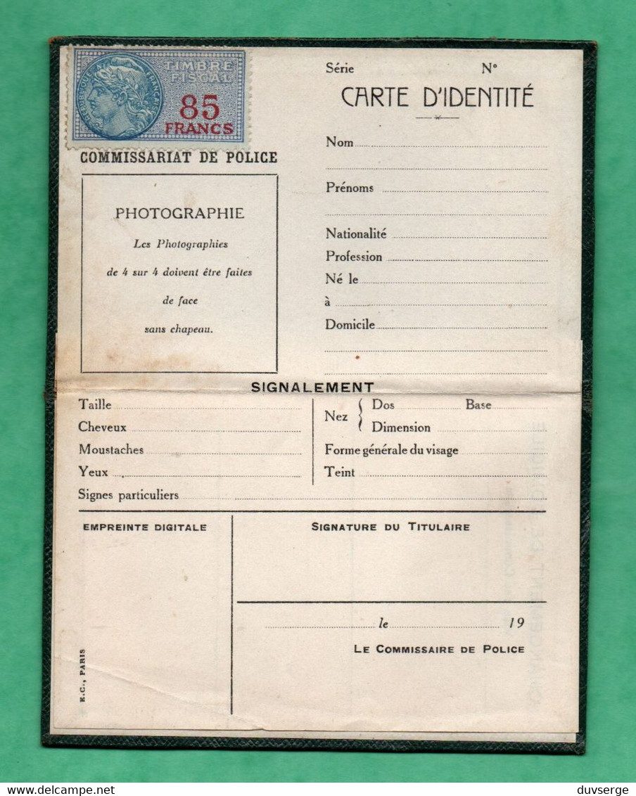 Carte D' Identité Française Vierge Vers 1950 Avec Timbre Fiscal à 85 Francs Voir 4 Scans - Historical Documents