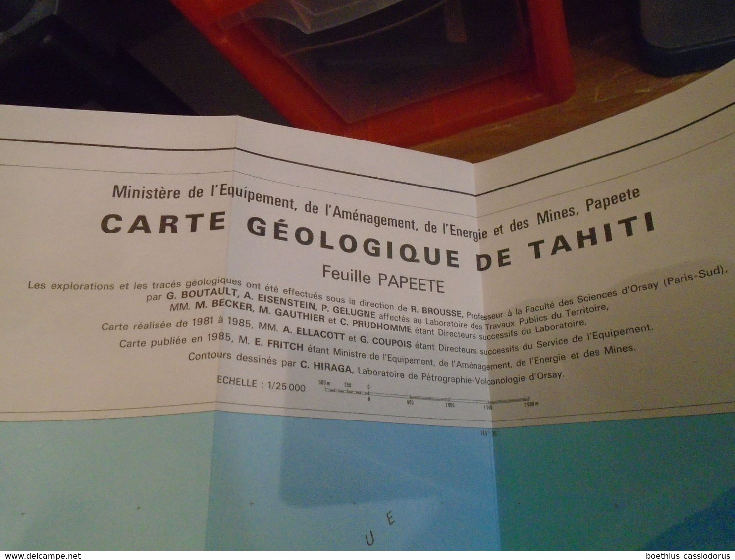 CARTE GEOLOGIQUE TAHITI FEUILLE PAPEETE (3 CARTES) 1/25000 et 1/50000 / 1979