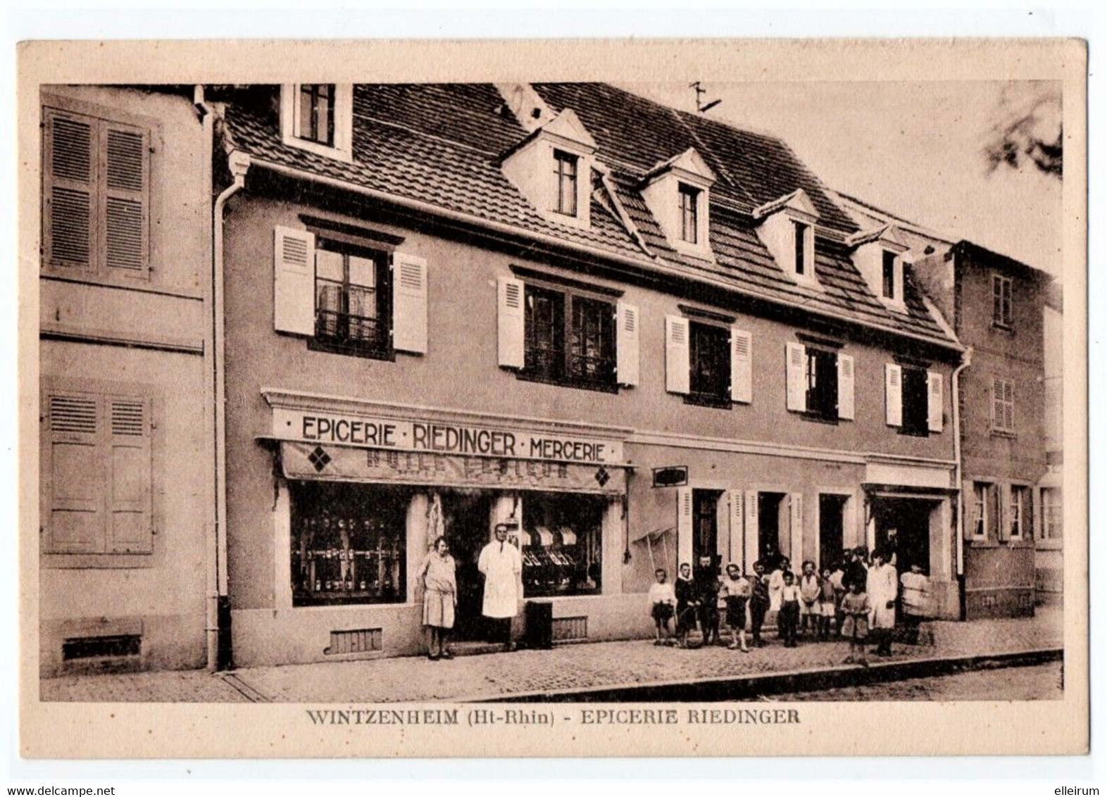 WINTZENHEIM (68) EPICERIE RIEDINGER. 1950. CARTE SEPIA. - Wintzenheim