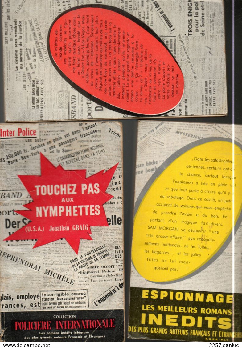 3 Romans Inter Police Dont Un Double Titres ..divers & 1 Inter Espions  Editions Presses Internationales De 1959/63 - Autres & Non Classés