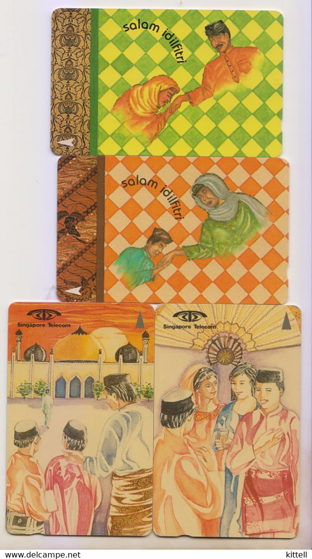 Singapore Old Phonecard Singtel  Eid Festival Used 4 Cards - Culture