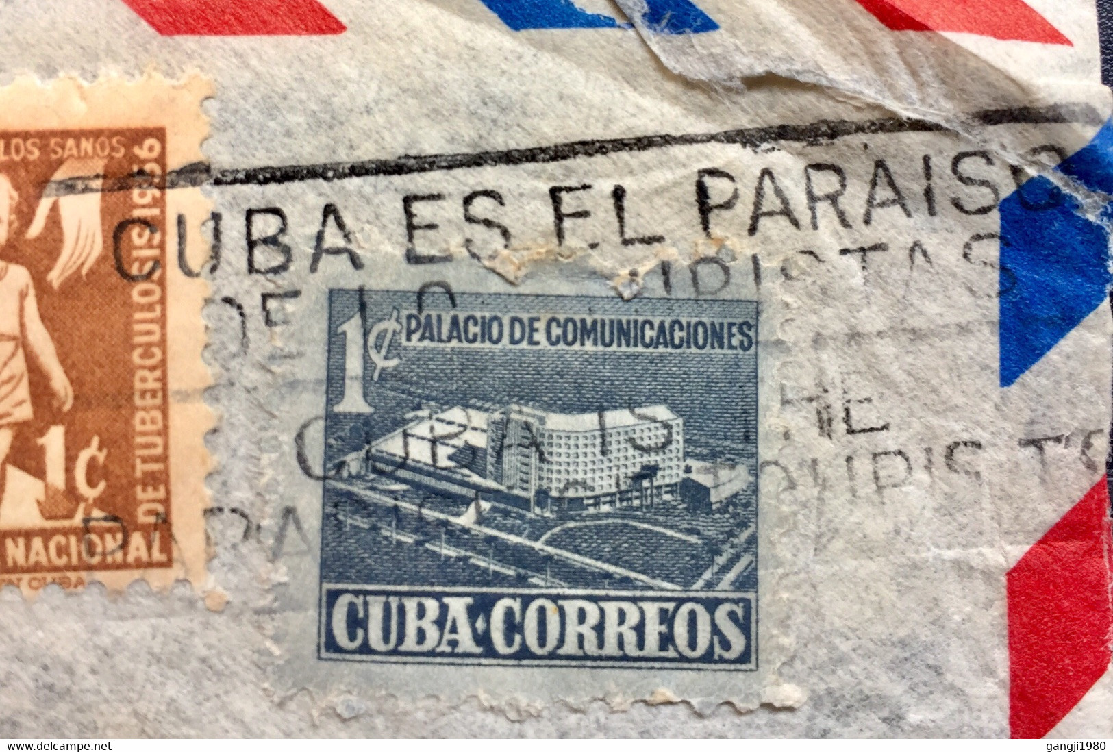 CUBA 1957, ALLEN W WAKEFORD AIRMAIL COVER USED TO ENGLAND 3 STAMPS,AEROPLANE,STACKING SUGAR IN SACK ,T.B ,FUND ,CHILD - Briefe U. Dokumente