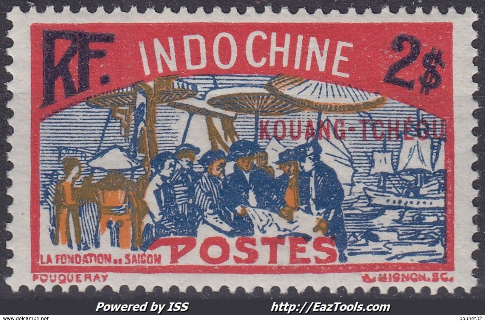 KOUANG TCHEOU : 2 $ ROUGE , BLEU & ORANGE N° 96 NEUF ** GOMME SANS CHARNIERE - Unused Stamps