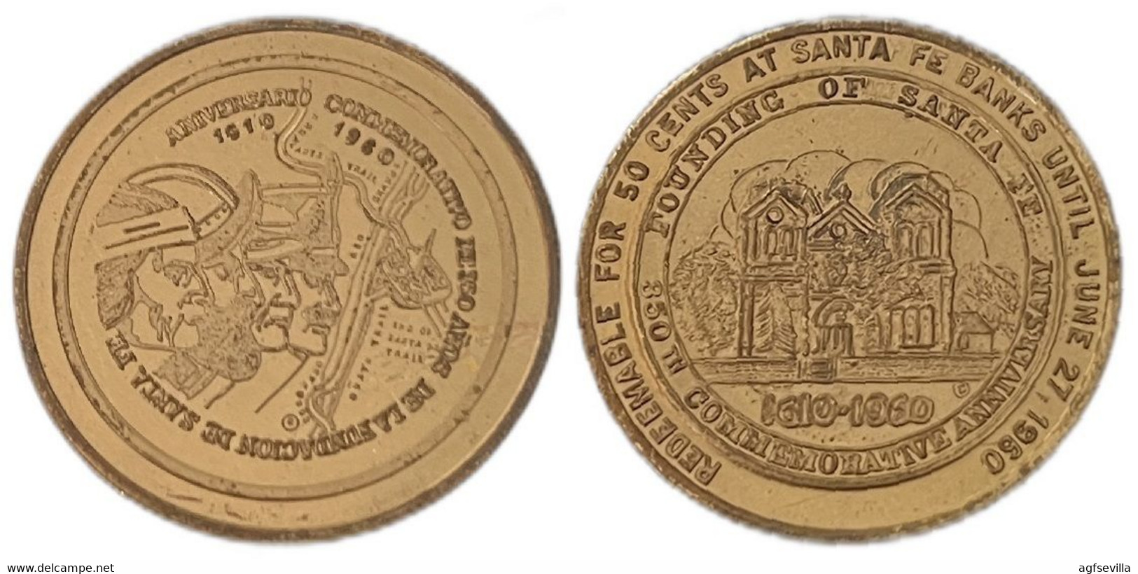 USA. MEDALLA 350 ANIVERSARIO FUNDACIÓN CIUDAD DE SANTA FÉ. 1.960. USA MEDAL - Firmen