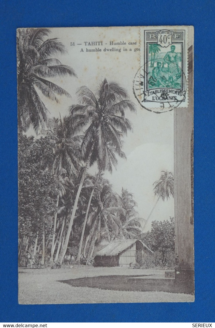 C OCEANIE TAHITI  BELLE CARTE 1929 PAPEETE   POUR TOULOUGES FRANCE  ++AFFRANCH.PLAISANT - Brieven En Documenten