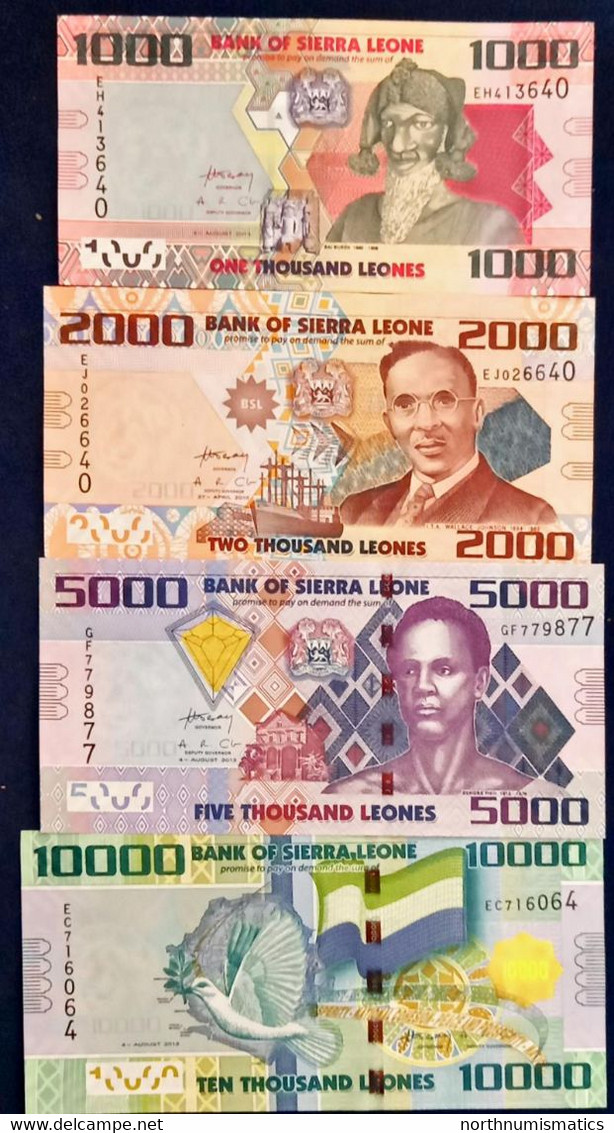 Sierra Leone 4 Pcs 1000-2000-5000-10000 Leones Unc - Sierra Leone