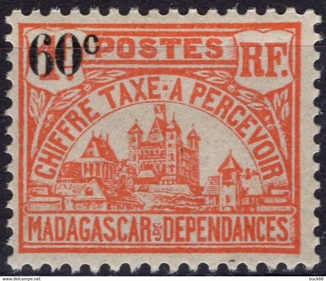 MADAGASCAR Taxe 17 ** MNH Palais Princier à Tananarive Surchargé 1924-1927 - Timbres-taxe