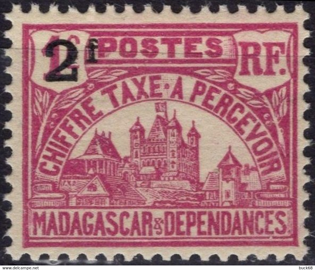 MADAGASCAR Taxe 18 ** MNH Palais Princier à Tananarive Surchargé 1924-1927 - Timbres-taxe