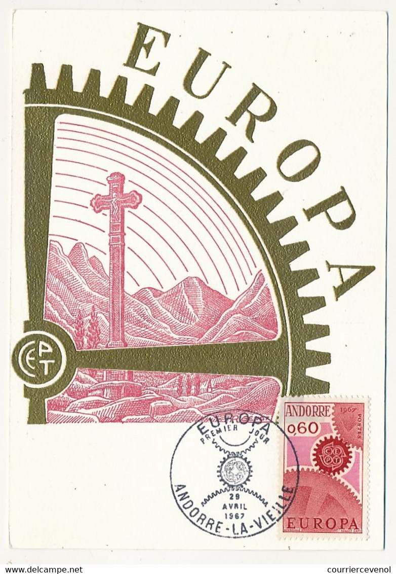 ANDORRE - 2 Cartes Maximum - EUROPA 1967 - 28 Avril 1967 - Cartes-Maximum (CM)